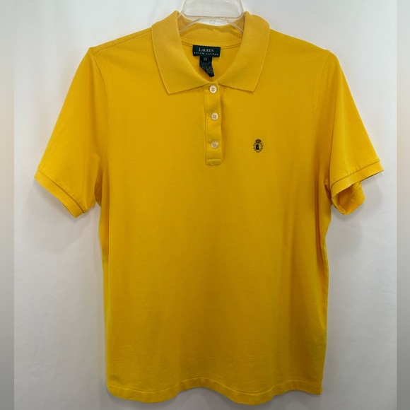 Ralph Lauren Women's Eyelet Jersey Polo Shirt Yellow Size 2X